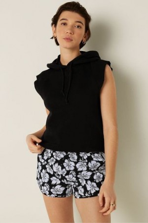 Black Victorias Secret Cropped Sleeveless Hoodie | 175628-GID