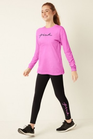 Black Victorias Secret High Waist Cotton Leggings | 618905-LNB