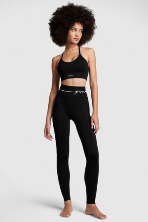 Black Victorias Secret Logo Leggings | 509187-BSV