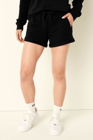 Black Victorias Secret Logo Lounge Shorts | 073586-OYC