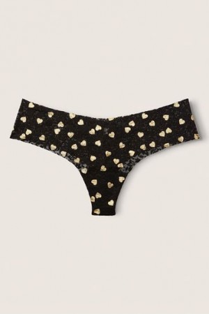 Black Victorias Secret No-Show Lace No Show Panties | 204183-OQU