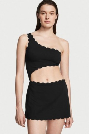Black Victorias Secret Scallop Swim Dress Swimwear | 765821-JSP