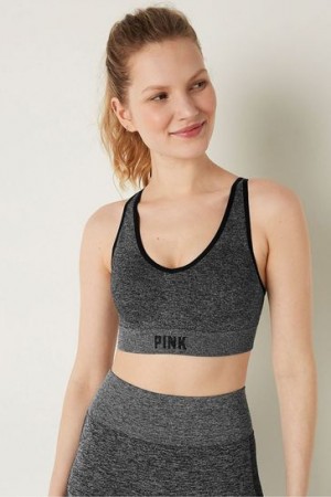 Black Victorias Secret Seamless Active Seamless Air Medium Impact Sports Bra | 809567-LKI
