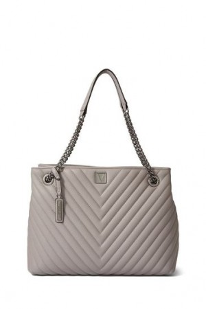 Black Victorias Secret V-Quilt Tote Bags | 514623-LRK