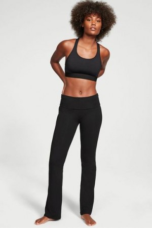 Black Victorias Secret Yoga Foldover Flare Leggings | 847295-WRM