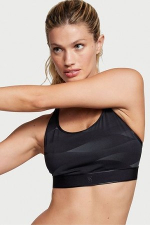 Black / Grey Victorias Secret Knockout Player Unlined Sports Bra | 452107-RBY