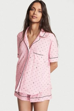 Black / Pink Victorias Secret Modal Short Pyjamas | 821567-IKN