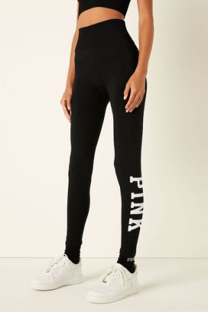 Black / White Victorias Secret Seamless High Waist Full Length Workout Leggings | 452781-TGR