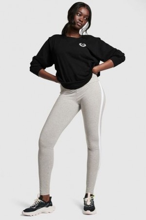 Brown Victorias Secret Cotton Side Stripe Leggings | 023178-SIX