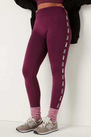 Burgundy Victorias Secret Seamless High Waist Full Length Leggings | 423657-SNW