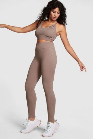 Coffee Victorias Secret Seamless Workout Shine Leggings | 857314-TJA
