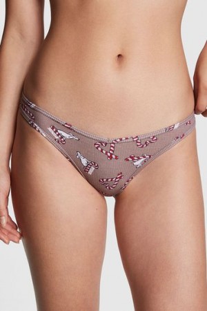 Coffee / Brown Victorias Secret Rib Cotton Thong Panties | 253607-GPO