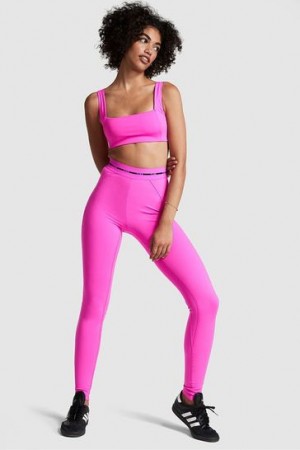 Dark Red / Green Victorias Secret Logo Waistband Leggings | 851264-HUO