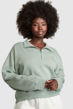 Green Victorias Secret Half-zip Closure Sweatshirts | 540318-IEM