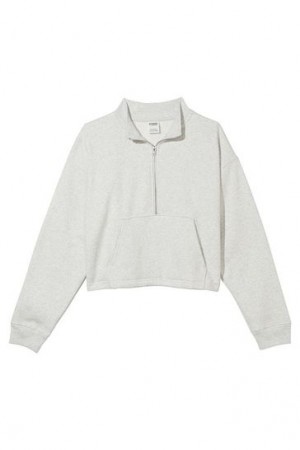 Grey Victorias Secret Half-zip Closure Sweatshirts | 465129-FHB