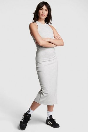 Grey Victorias Secret Ribbed Midi Dress | 085964-XTQ