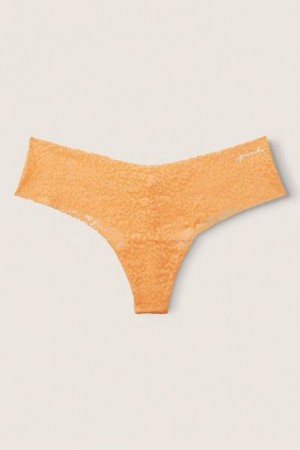 Light Orange Victorias Secret No-Show Lace No Show Panties | 037968-SGO