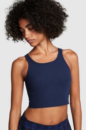 Navy / Blue Victorias Secret Crop Ribbed Tanks | 894712-RGF