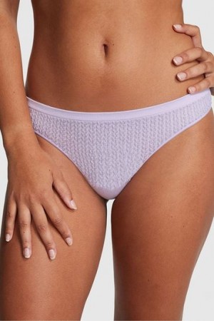 Pink Victorias Secret Cable Knit Seamless Thong Panties | 162590-XUC