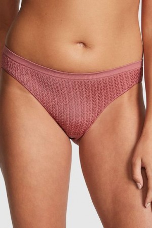 Pink Victorias Secret Cable Knit Seamless Bikini Panties | 479583-BJC
