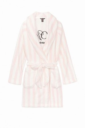 Pink Victorias Secret Cosy Short Dressing Gown Lingerie | 398162-WJF