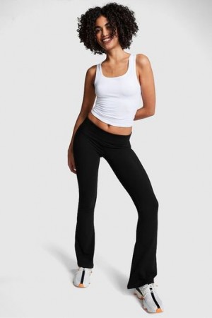 Pink Victorias Secret Cotton Foldover Flare Leggings | 483026-MWZ