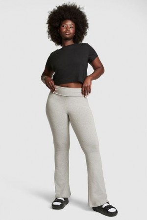 Pink Victorias Secret Cotton Foldover Flare Leggings | 416570-PAX