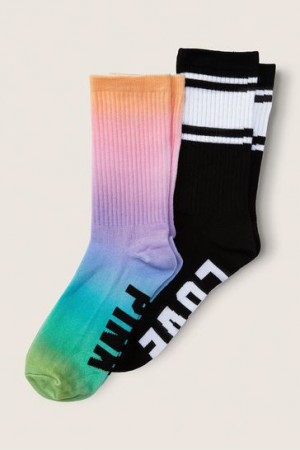Pink Victorias Secret Crew Sock Pack Socks | 213876-XID