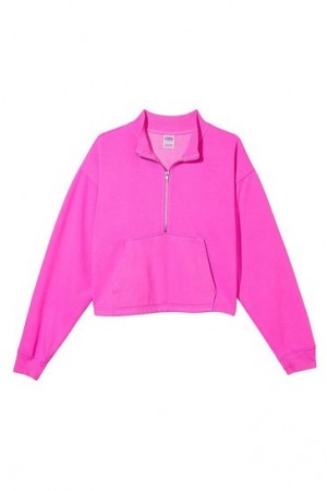 Pink Victorias Secret Half-zip Closure Sweatshirts | 962185-RXA