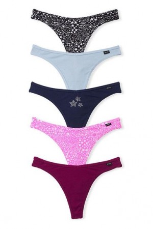 Pink / Navy / Blue Victorias Secret Stretch Cotton Multipack Panties | 782546-DEZ