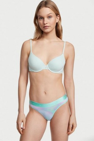 Red Victorias Secret Stretch Cotton Logo Thong Panties | 906172-BYH