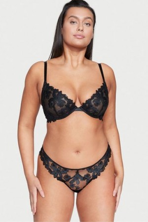 Red Victorias Secret Very Sexy Embroidered Thong Panties | 817934-GLW