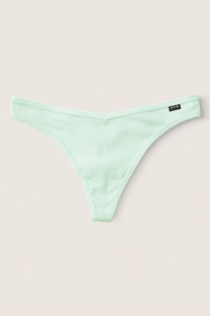 Silver / Pink Victorias Secret Cotton Thong Panties | 046295-NFP