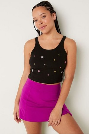 White Victorias Secret Crop Ribbed Tanks | 950421-NOP
