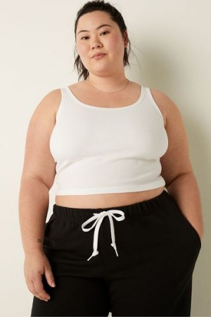 White Victorias Secret Crop Ribbed Tanks | 051843-UMG