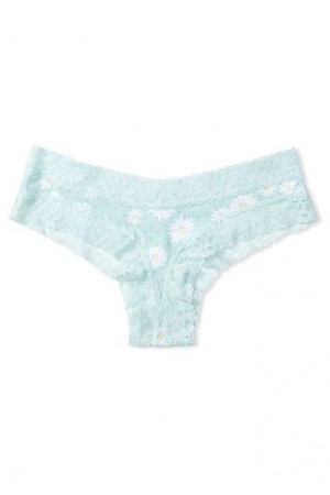 White Victorias Secret Stretch Cotton Lace Cheeky Panties | 976312-QRV